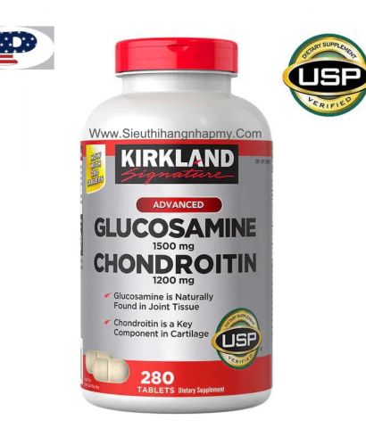 Glucosamine kết hợp Chondroitin (sụn cá mập) Kirkland 280 viên( Mẫu mới)