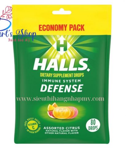 Kẹo the HALLS Cam chanh tăng cường vitamin C 80 viên