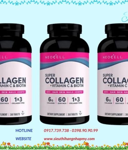 Super Collagen Neocell 360 viên mẫu mới chăm sóc sức khỏe da móng tóc