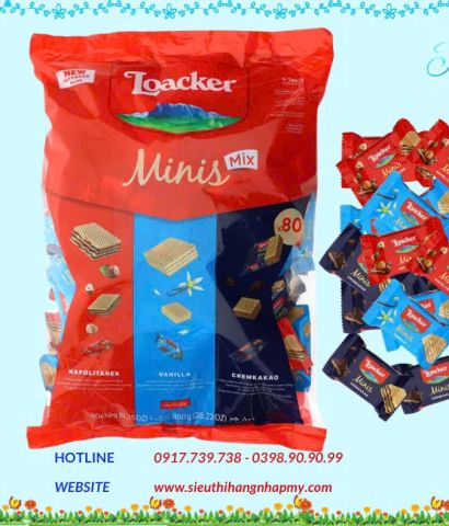 Bánh xốp LOACKER MINIS MIX Cream Filled Wafers 800gr