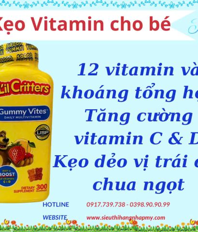 Vitamin tổng hợp cho bé dạng kẹo dẻo GUMMY VITES L'ilCritters 300 viên (Mẫu mới nhất)