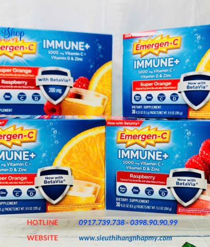 Bột sủi EMERGEN C Immune plus kết hợp BetaVia 30 gói