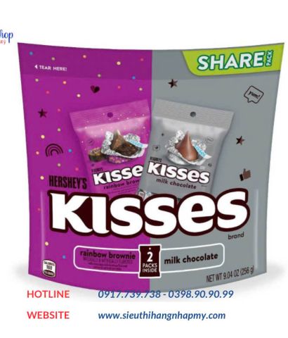 Socola sữa KISSES  RAINBOW BROWNIE 256gr