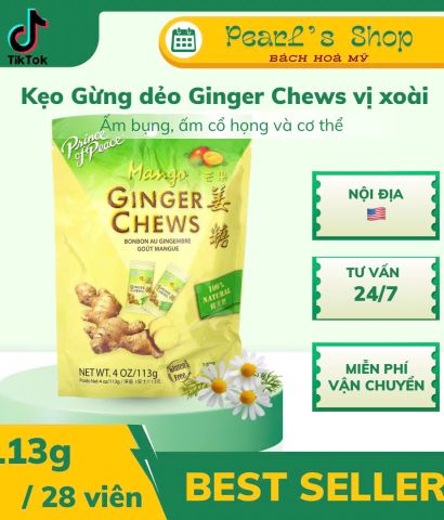 Kẹo gừng dẻo vị xoài GINGER CHEWS Mango 113gr