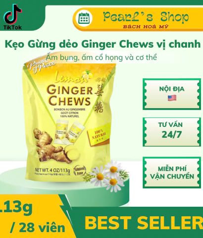 Kẹo gừng dẻo vị chanh GINGER CHEWS Lemon 113gr