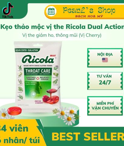 Kẹo ho Ricola Dual Action vị Cherry 34 viên