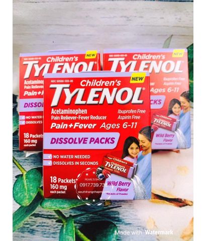 Bột trái cây giảm đau hạ sốt cho trẻ từ 6-11 tuổi #Tylenol_Powder 18 gói