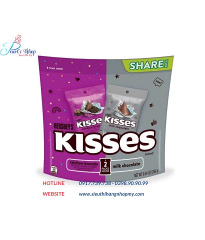 Socola sữa KISSES  RAINBOW BROWNIE 256gr