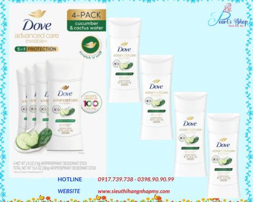 Sáp khử mùi DOVE Advanced Care 74g dưa leo và nước xương rồng.