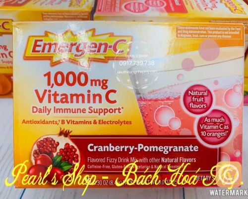 Bột sủi EMERGEN C Cranberry Pomegranate 1000mg 30 gói - vị Nam việt quất và lựu đỏ