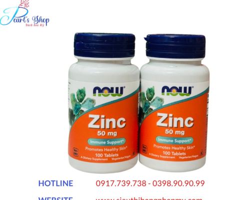 Viên kẽm ZINC 50mg Now 100 viên tăng cường hệ miễn dịch và đẹp da