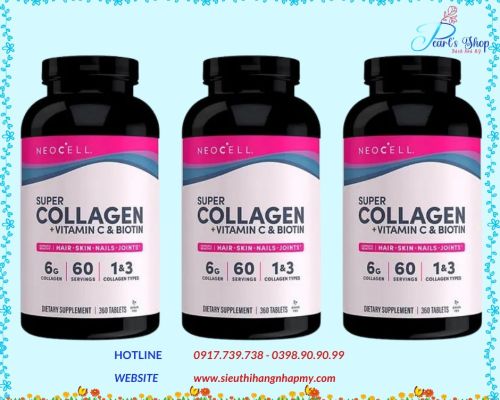 Super Collagen Neocell 360 viên mẫu mới chăm sóc sức khỏe da móng tóc