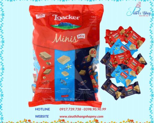 Bánh xốp LOACKER MINIS MIX Cream Filled Wafers 800gr