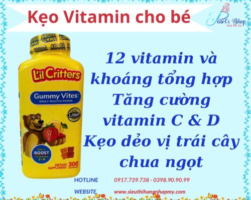 Vitamin tổng hợp cho bé dạng kẹo dẻo GUMMY VITES L'ilCritters 300 viên (Mẫu mới nhất)