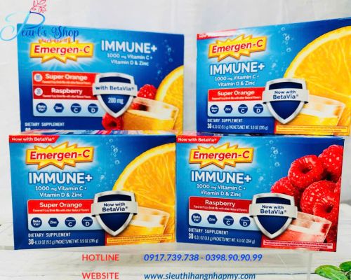 Bột sủi EMERGEN C Immune plus kết hợp BetaVia 30 gói