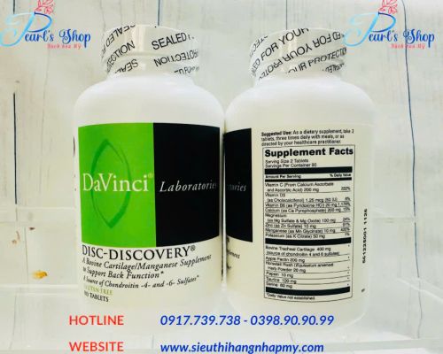 Viên uống DaVinci Laboratories DISC-DISCOVERY hỗ trợ điều trị thoái hóa và thoát vị đĩa đệm.