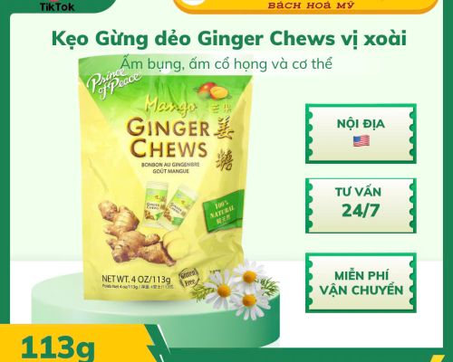 Kẹo gừng dẻo vị xoài GINGER CHEWS Mango 113gr